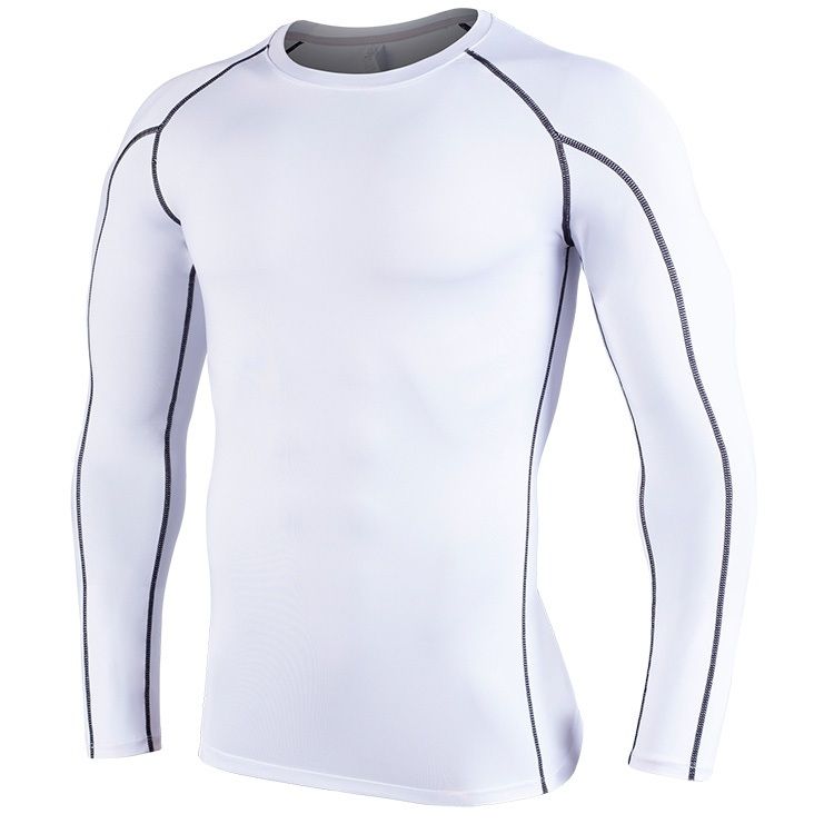 Men Quick-drying Breathable Long-sleeved Sportswear (White)