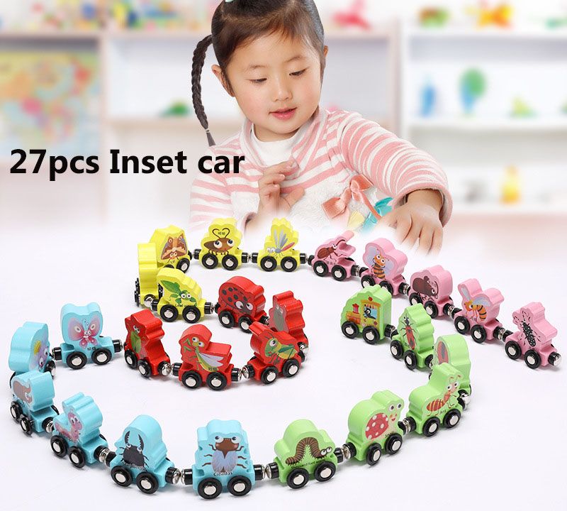 Wooden Magnetic Car Building Blocks Set DIYembly Magnet Number Letter Educational Learning Toys For