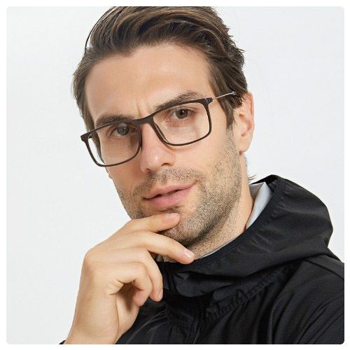 Black Square Plastic Titanium Prescriptionable Optical Eyeglasses