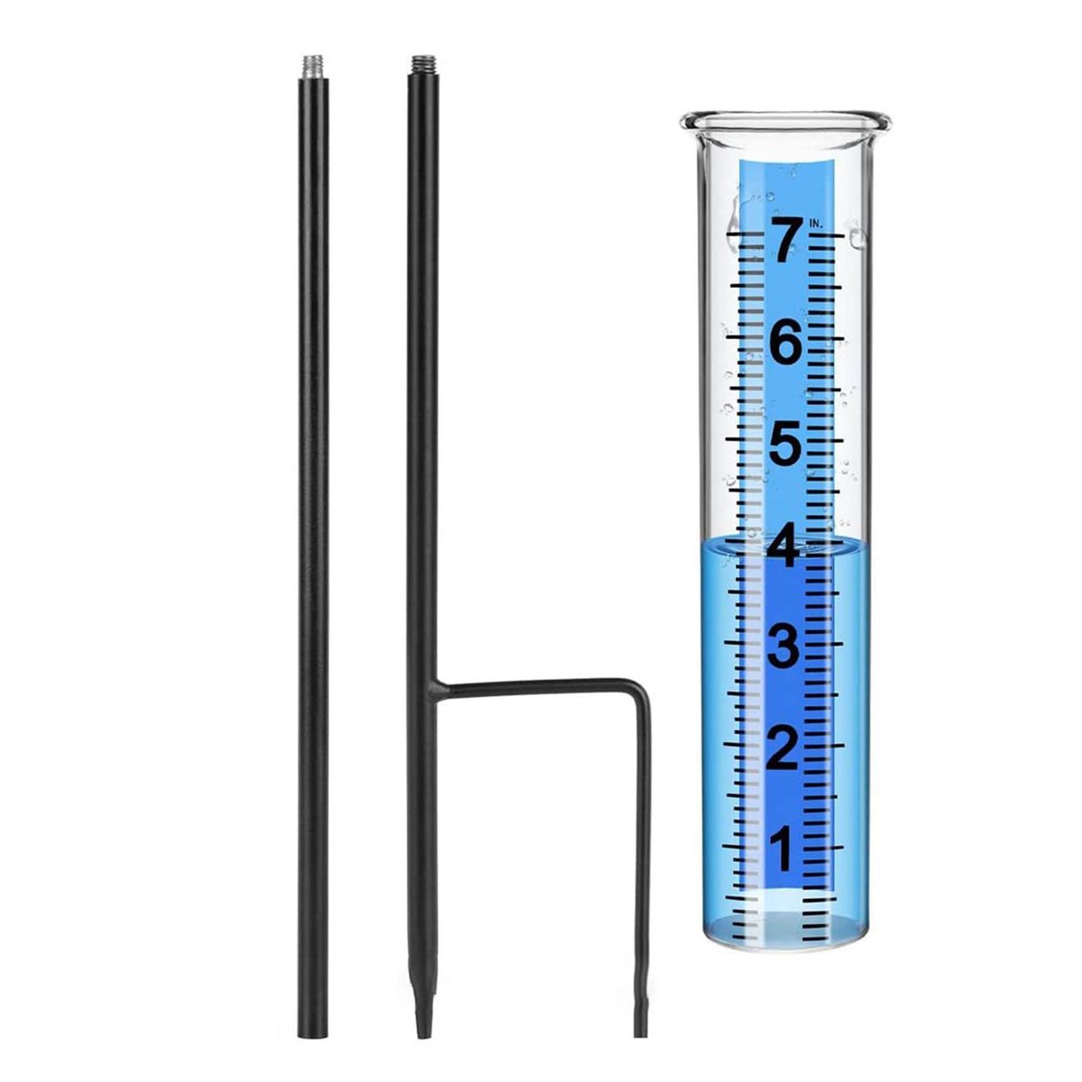1 Set Rain Water Meter Garden Rain Detection Measuring Tool Black