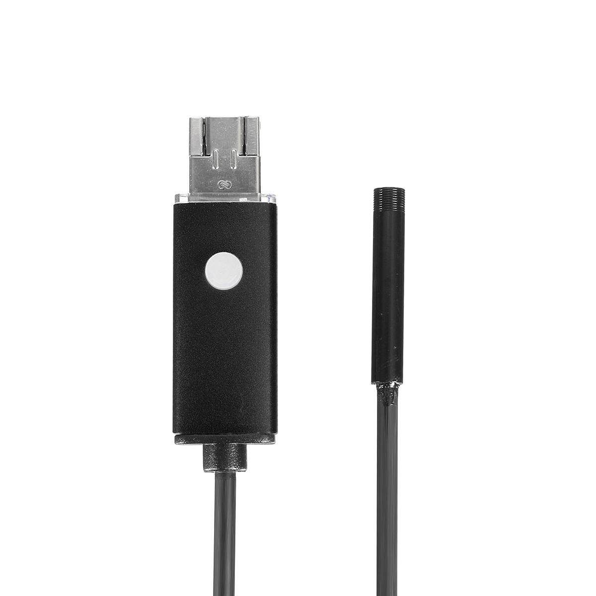2 In 1 2M 5.5mm 6 LED USB Endoscope Inspection Camera Waterproof For Phone PC Black