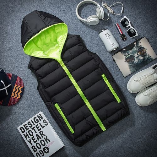 Autumn Winter Teenagers College Reversible Down Vests Men Korean Style Jacket