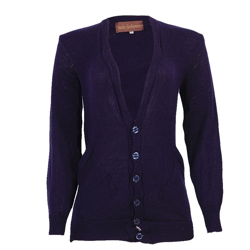 V Neck Navy Blue Longsleeve Cardigan