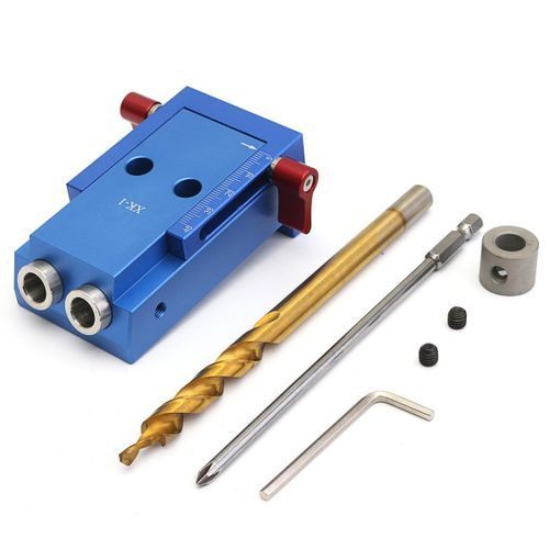 Mini Kreg Style Pocket Hole Jig Kit System For Wood Working And Joinery With Step Drilling Bit And Accessories