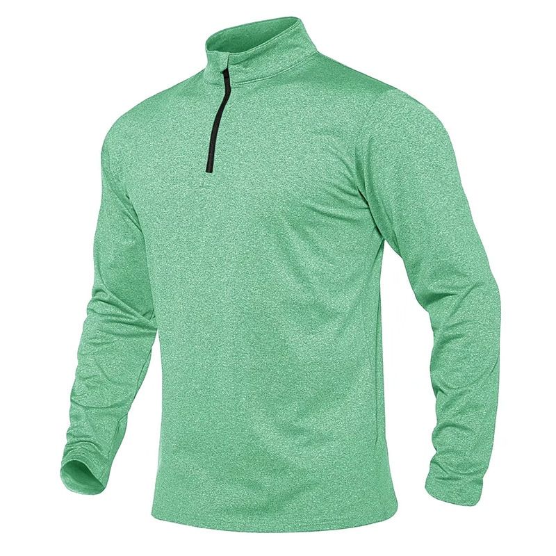 Men's Thin Fleece Sweater Quarter Zip Turtleneck Long-Mint Green