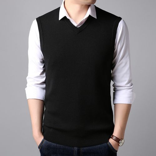 2022  Men's T Shirt Vest V-neck Sweater Middle-aged And Old T-shirt For Male