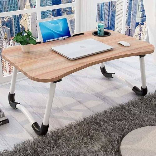 Multifunction Laptop Table With Cup And Tablet Holder- Brown