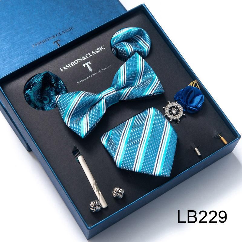 Men'S Tie Set 8-Piece Tie Corsage Brooch Cufflinks Accessories LB229