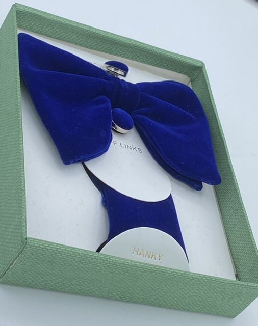 Classic Suede Blue Giant Bow Tie