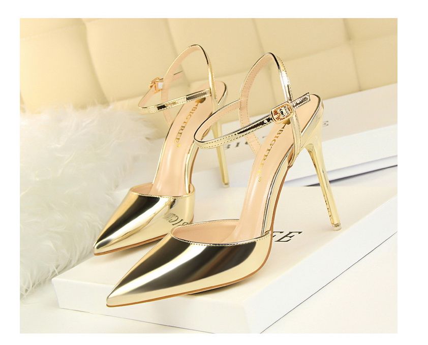 Ladies High Heels 10.5CM Super High Heel Pointed Toe High Heels Gold