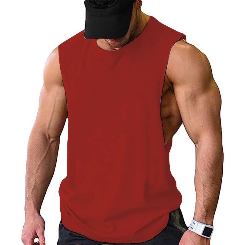 Muscleguys Men Pure Cotton Workout Tank Top Solid Color Fitness Bodybuilding Cl