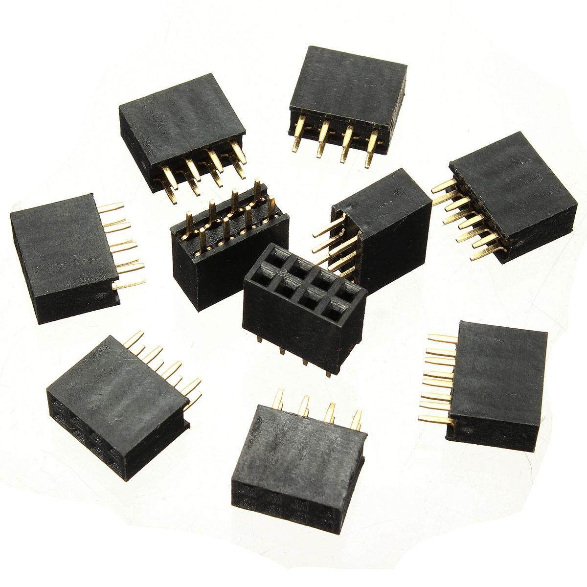 10PCS 2x4 Pin 8P 2.54mm Double Row Female Straight Header Pitch Socket Pin Strip
