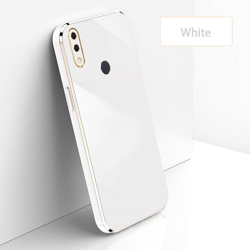 Ultra Thin Plating Phone Case for Huawei Y7 2019 Y7 Prime Lens Protection soft Phone Back Cover-White