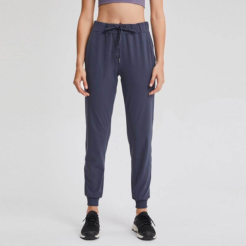 Spring and Summer New Elastic Waist Yoga Pants Lulu Simple Straight Leg Sports Leisure Elastic