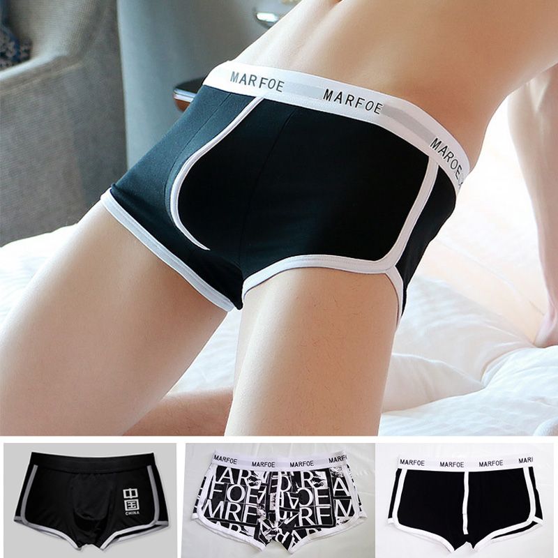 3 In 1 Men's Cotton Boxer Underwear Comfortable Breathable Black