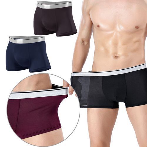 4 Pieces Breathable Men Panties Plus Size Elasticity Ice Silk Boxer Briefs