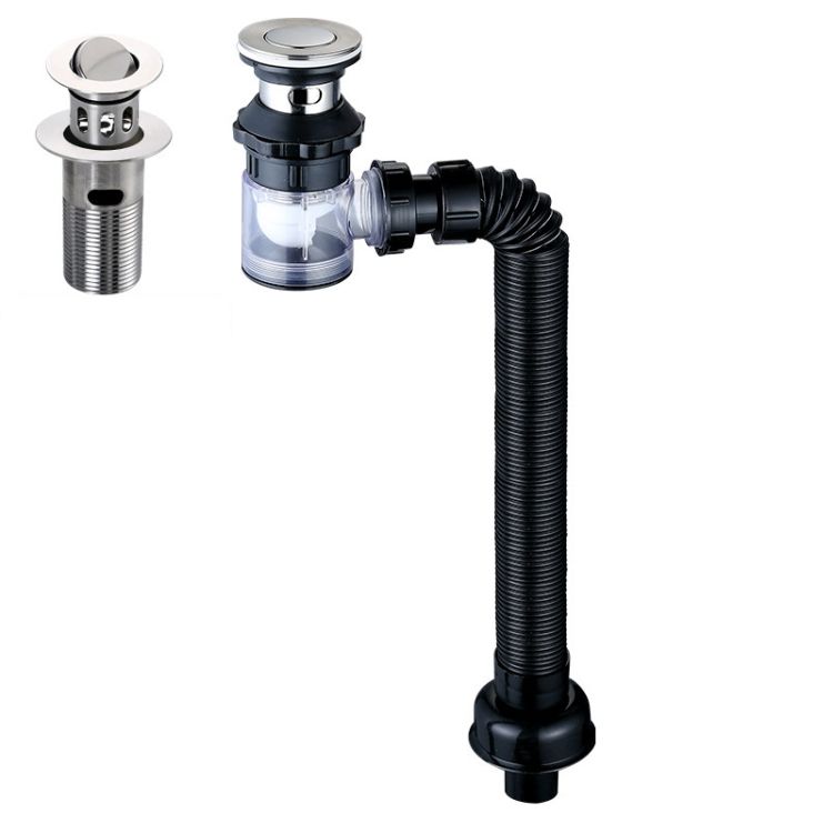 Washbasin Water Pipe A Black Flap With Basket And Overflow