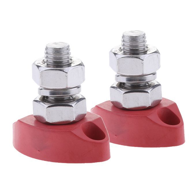 1 Pair Insulated Ground Battery Power Junction Post Block 8mm Red
