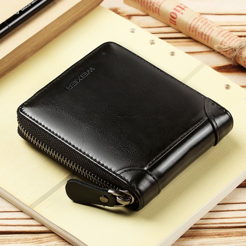 Men Wallet Credit Card Holder PU Leather NEW Blocking Zipper Pocket Thin(#A)