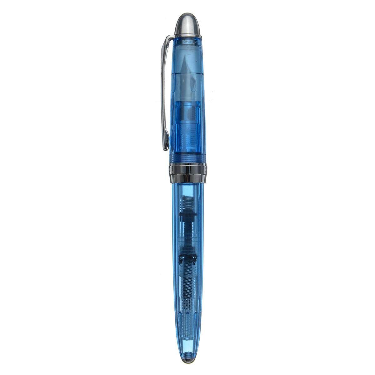 Wing Sung 4 Colors Plastic Fountain Pen Push Extra Fine Nib 0.38mm Writing Gift Blue (blue)