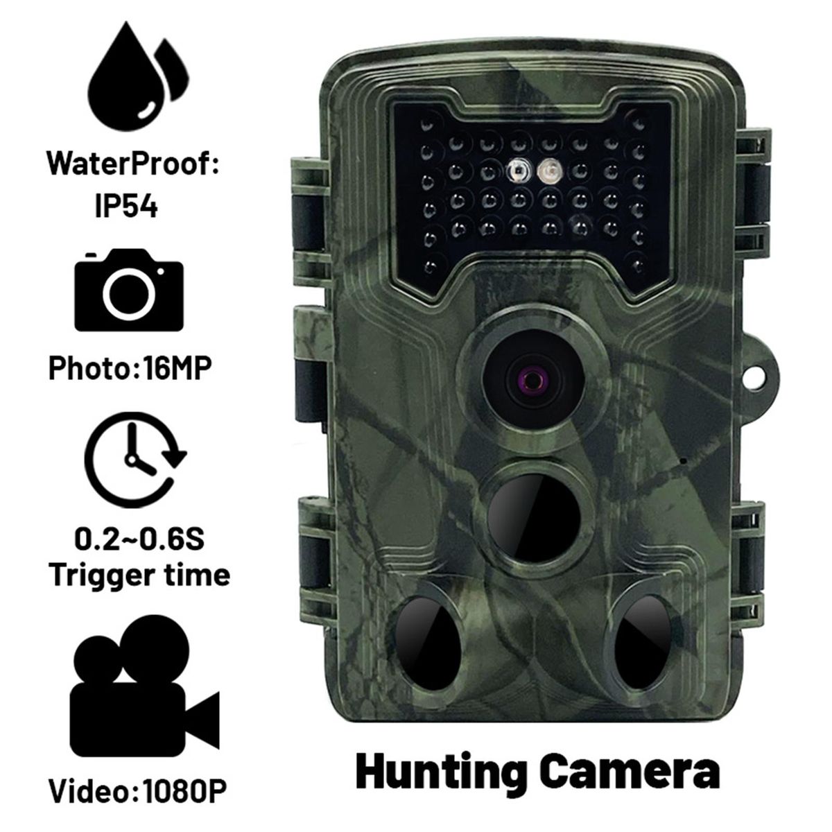 PR1000 Trail Camera 16MP 1080P FHD 120°Wide Camera Lens