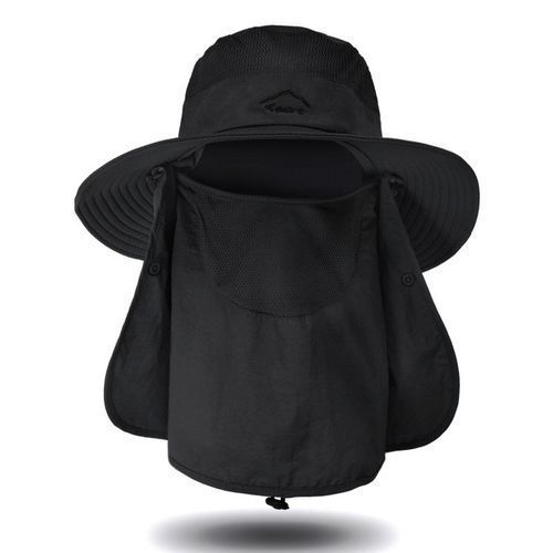 Sun Hats Wide Brim Summer UV Protection Safari Hat Fishing Hiking Hats（Black）