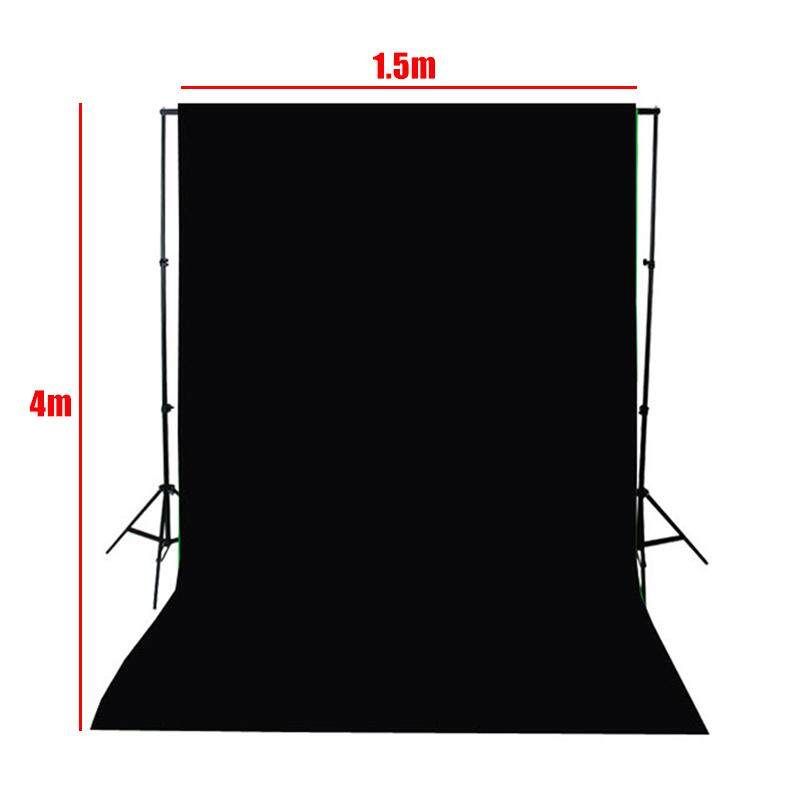 4m*1.5m Photography Screen Cotton Muslin Studio Photo Backdrop Background Stand Black (black)