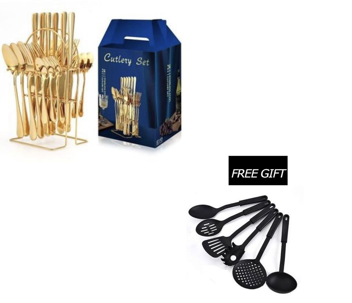 Gold Plated Stainless Steel Cutlery Set And Free Gift