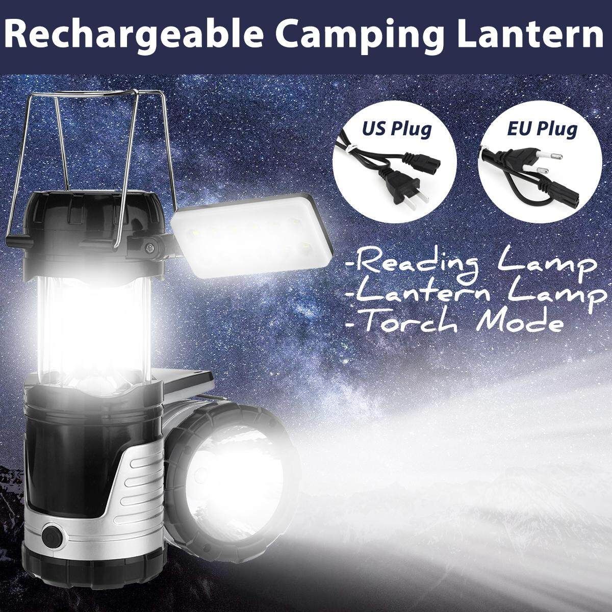3 In 1 Retractable Solar Lantern Camping Tent USB Rechargeable LED Flashlight US Plug Black Black American Plug