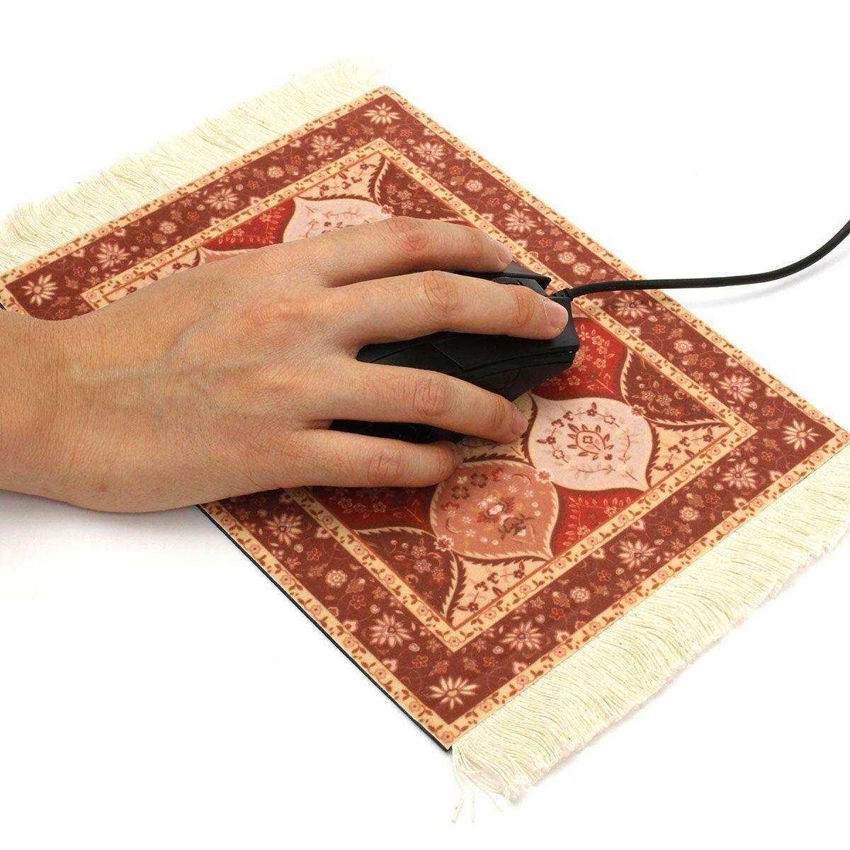 11x7'' Vintage Persian Styles Rug Mouse Pad Carpet Mousemat With Tassel Decor