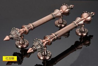 Red Bronze-1pcs Door Handle Antique Zinc Alloy 280-550mm Length Handle Door Pull Bronze Gate Hotel Entrance Shopping Mall Door Handle