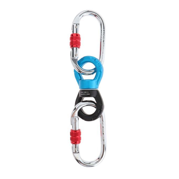 Rope Swivel Rotational Hanging 1 Ring 2 Carabiners Blue Black