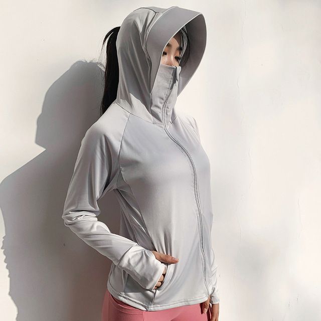 Wmuncc Breathable Sun-Proof Sport Blouse Long Gym Gray_M/L