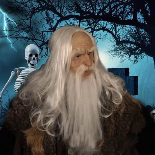 Realistic Halloween Headgear Old Man Scary Mask Latex Long
