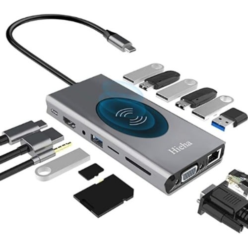 15-in 1 Multifunctional Usb C Hub With Wireless Charger