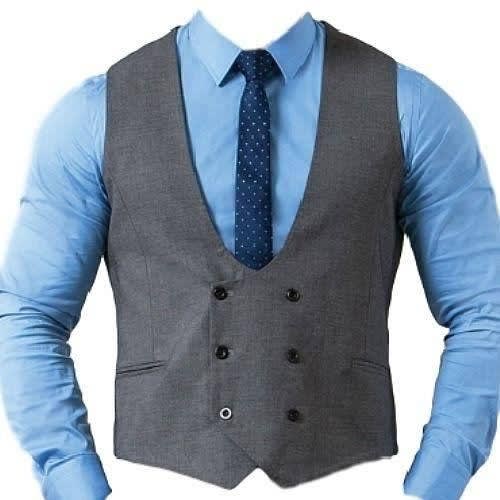 Men's Double Breasted Waistcoat  - Grey