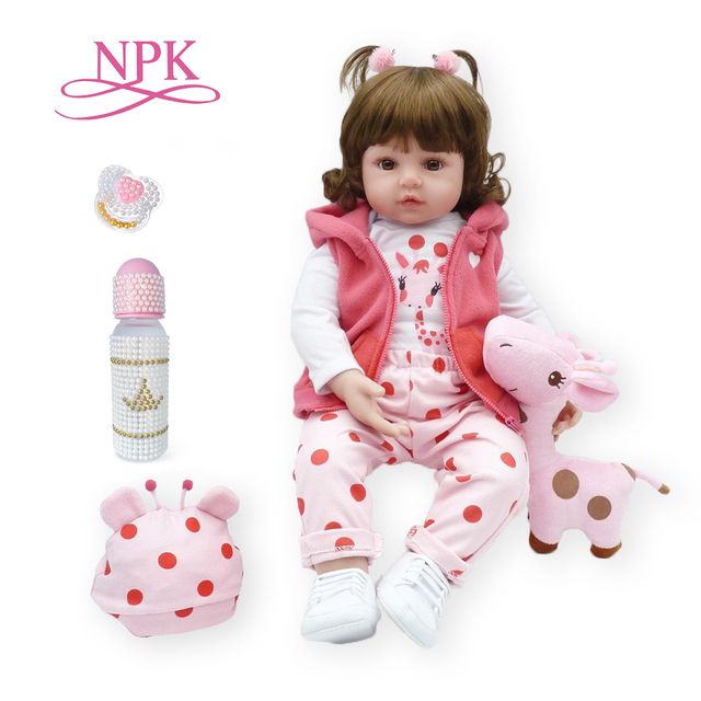 Full Silicone Body Toy Waterproof For Children Popular Bathroom Toys Baby Doll Reforn Royal Gift With Pearl Bottle (#Pink Giraffe)