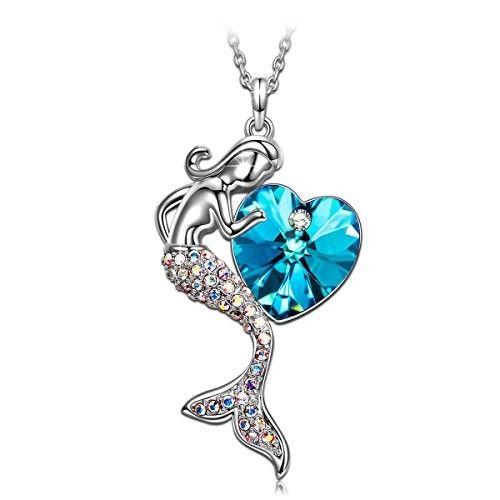 Mermaid Heart Pendant Crystal Jewelry Jewelry For Women Heart Necklace Healing C