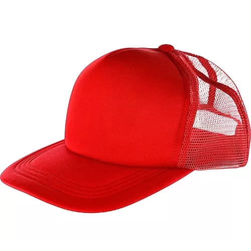 Plain Red Baseball Face Cap With  Net Back
