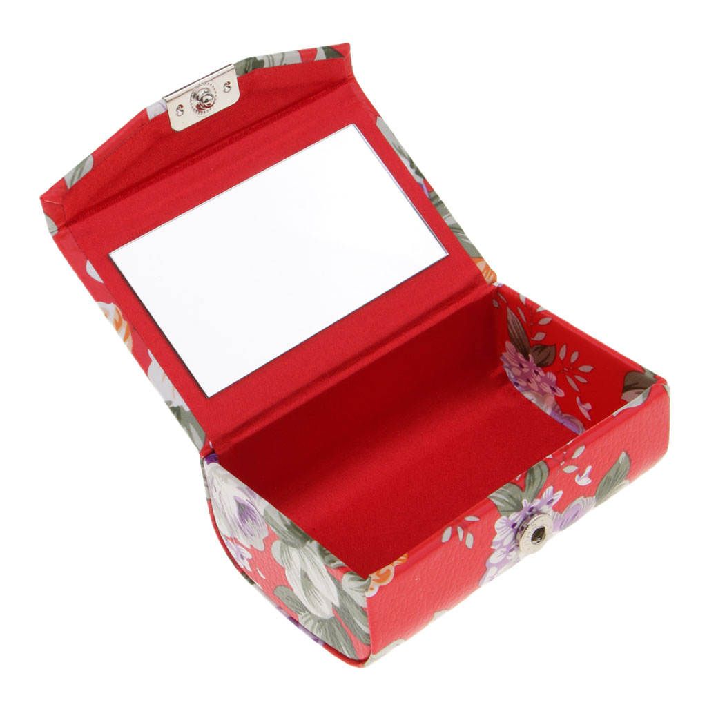 Lady Retro Floral PU Leather Mirror Lipgloss