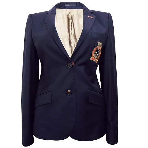 Navy Tailor Pure Wool Badge Blazer Jacket