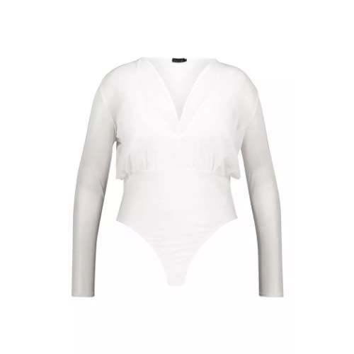 Mesh 2-in-1 Strappy Bodysuit-white