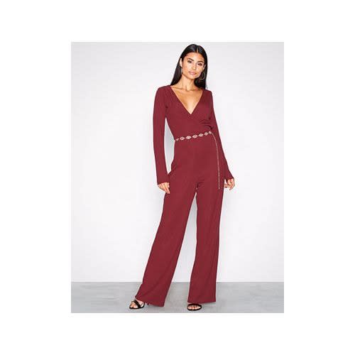 Wrap Rib Jumpsuit- Burgundy