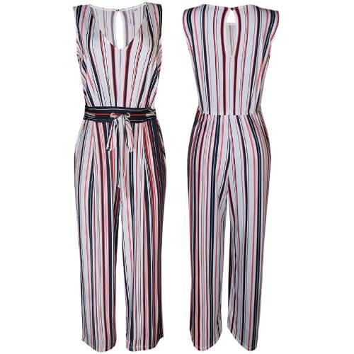 Sleeveless Stripe Jumpsuit - Multicolour