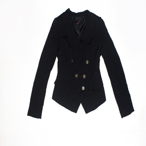Long-sleeved Blazer With Silver Buttons - Black