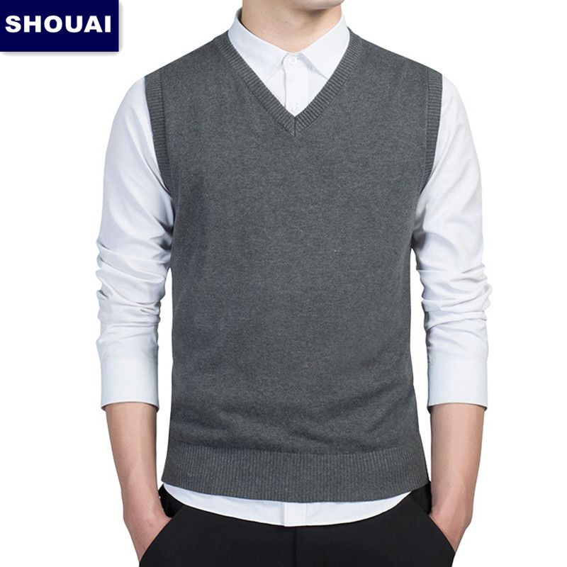 Factory Direct Men's Vest Sweater Casual Style Wool Knitted Business-Dark Gray