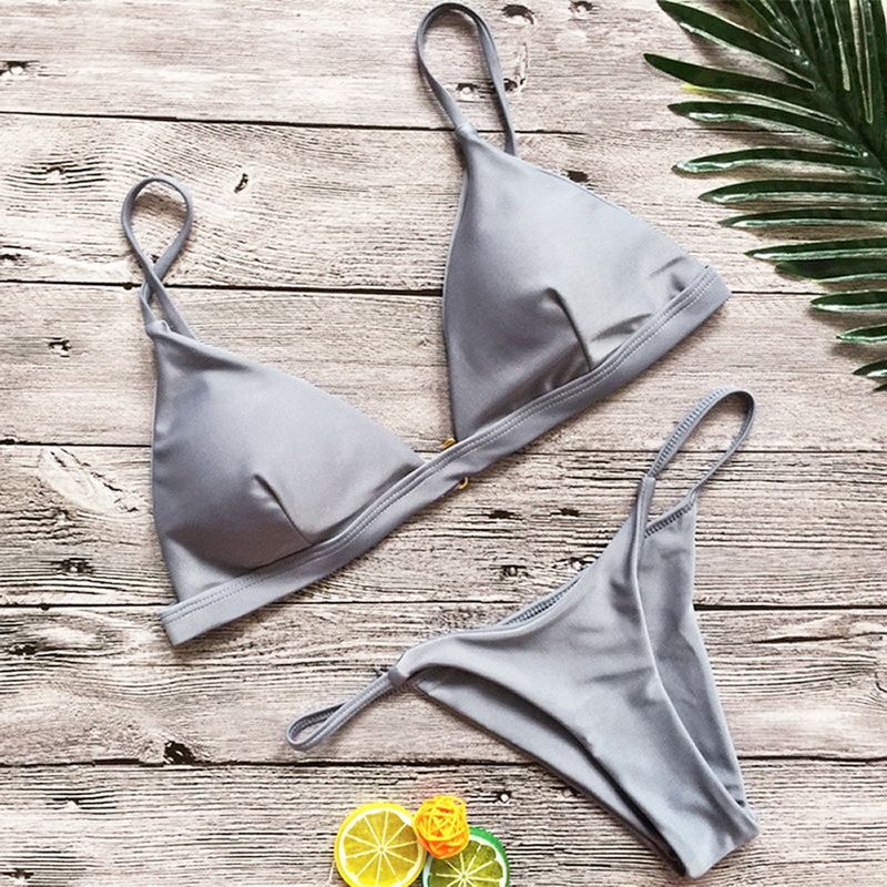 Swimsuits Ladies Micro Blue Bathing Suit Bikini Brazilian-Gray1