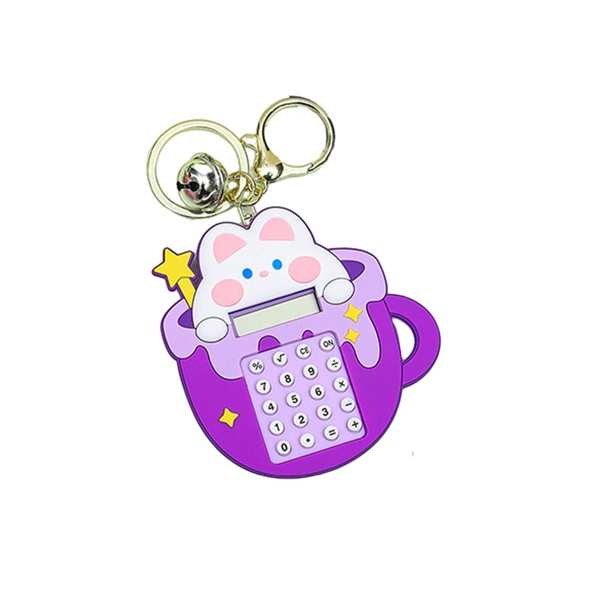 Mini Pocket Calculator Adorable Cartoon Keychain Calculator Portable Purple