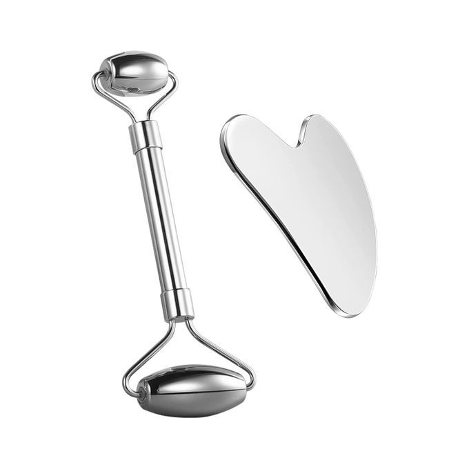 Stainless Steel Gua Sha And Face Roller Set For Face