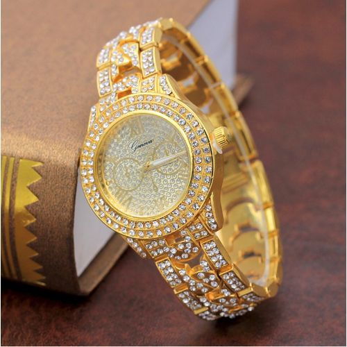 New Elegant Studed Ladies Wristwatch-Gold